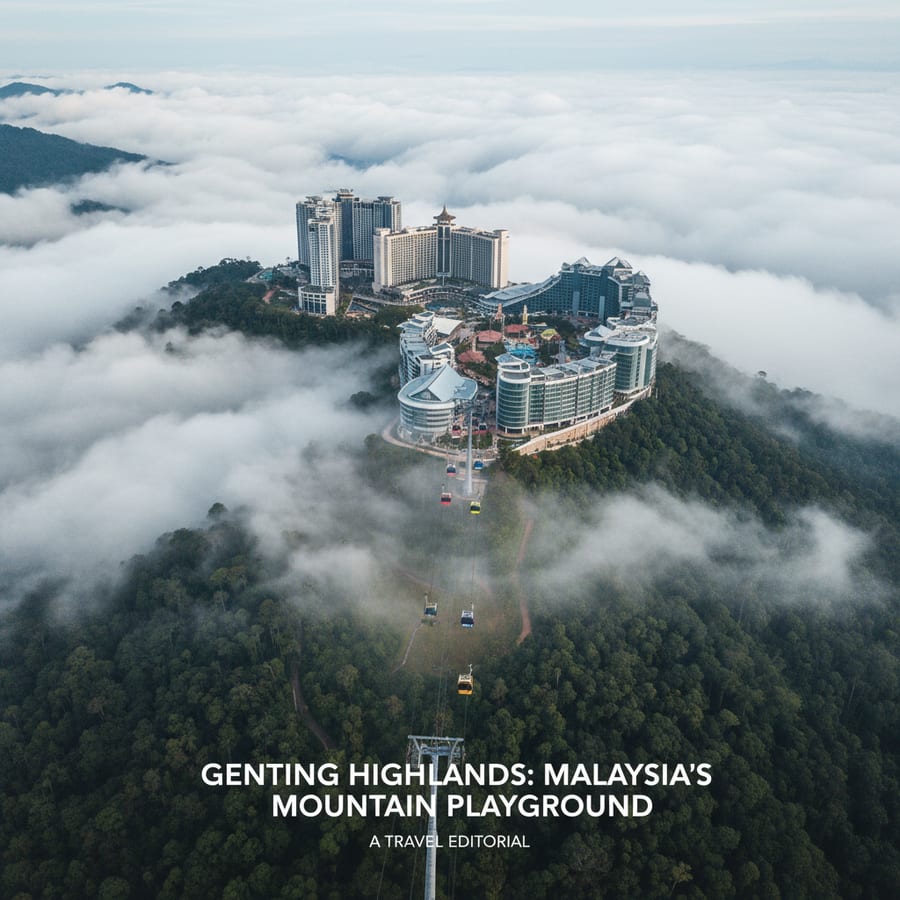 Genting Highlands Malaysia mountain-top resort with cable car ascending through tropical rainforest
