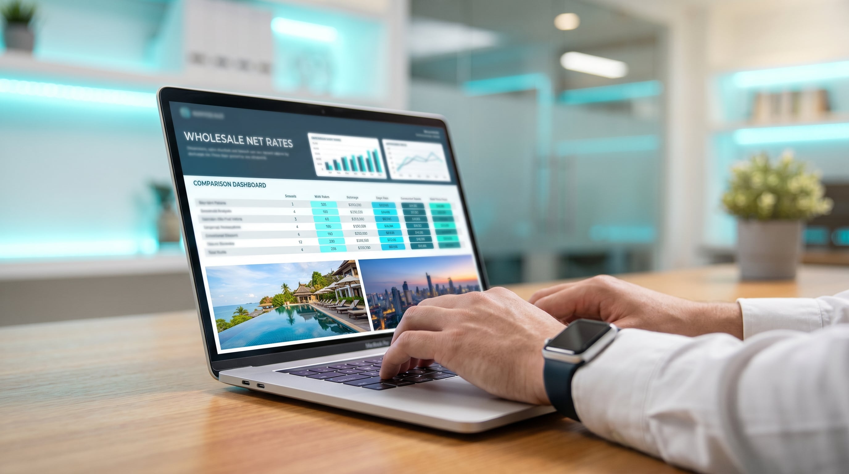 Travel agent comparing Agoda retail hotel prices with B2B wholesale net rates