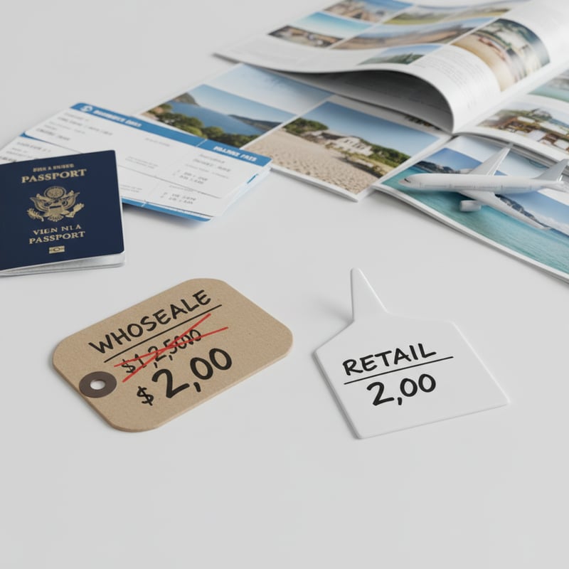 Visual comparison of wholesale vs retail pricing models in travel