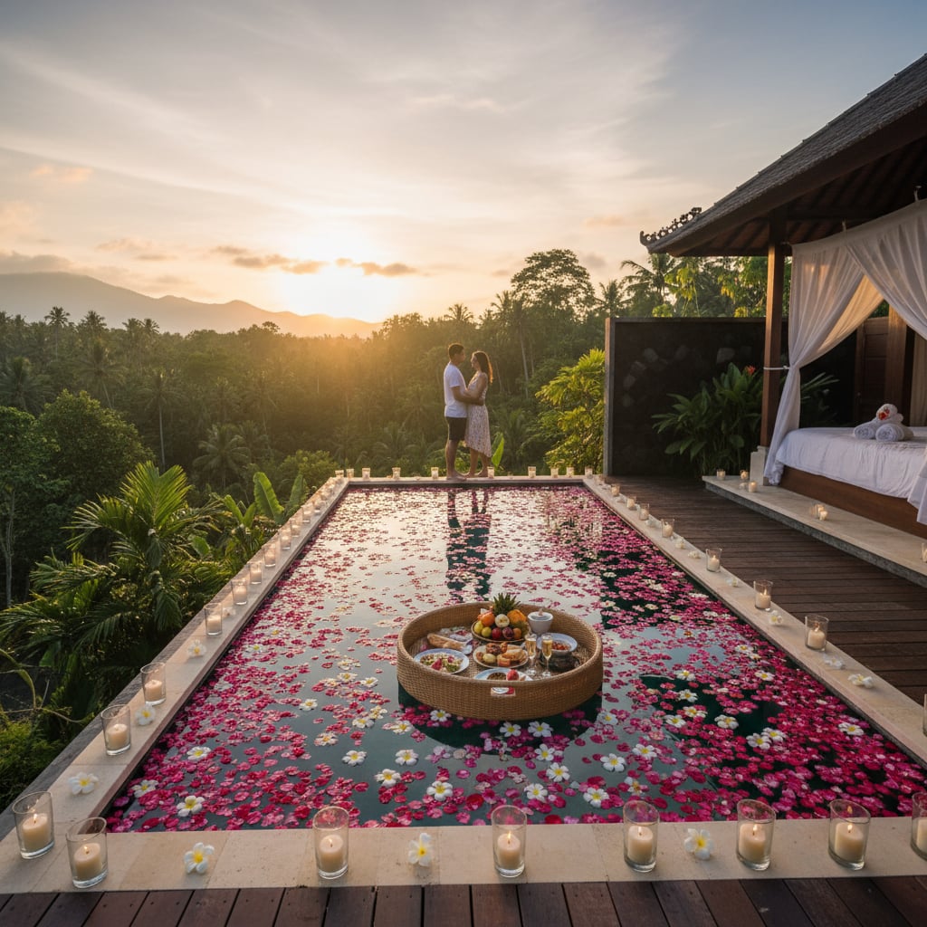 Romantic private pool villa in Bali with jungle views