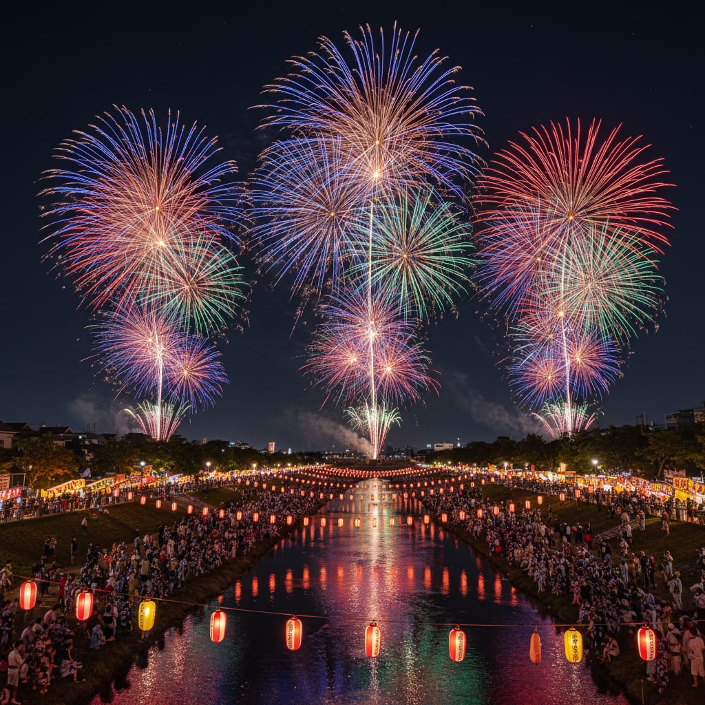 Japan summer fireworks festival hanabi