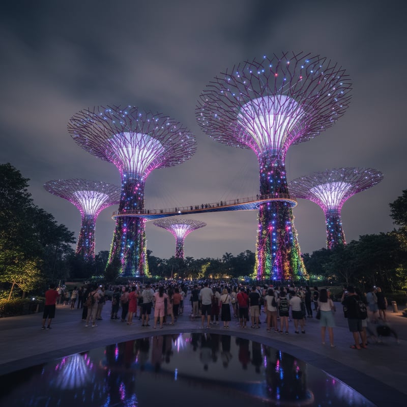 Gardens by the Bay Supertrees during Garden Rhapsody light show