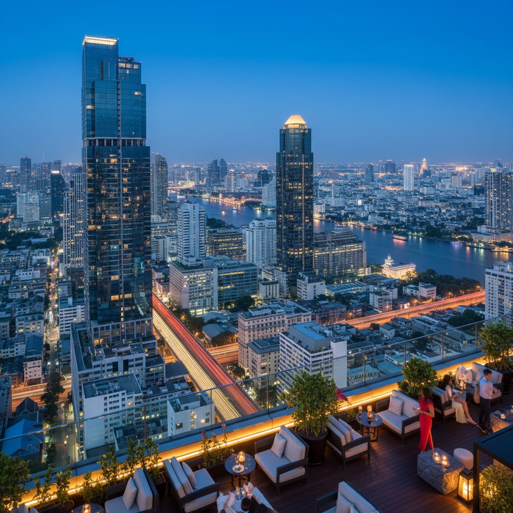 Silom Sathorn Bangkok skyline rooftop bar view
