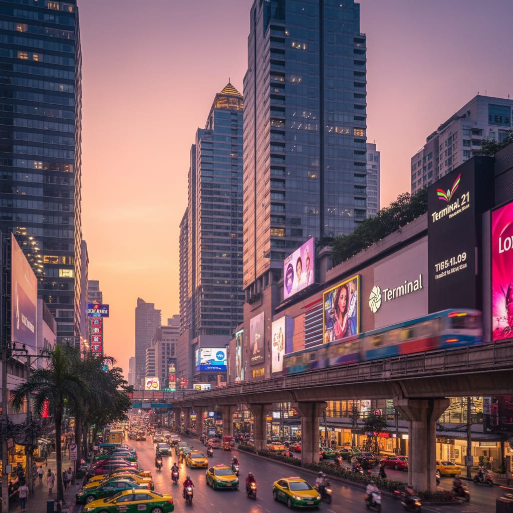 Sukhumvit Bangkok BTS Skytrain and modern high-rises