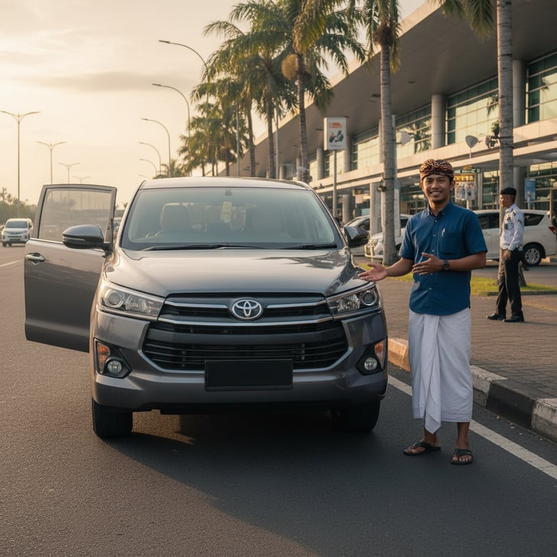 Private airport transfer at Ngurah Rai International Airport Bali with modern vehicle and friendly driver