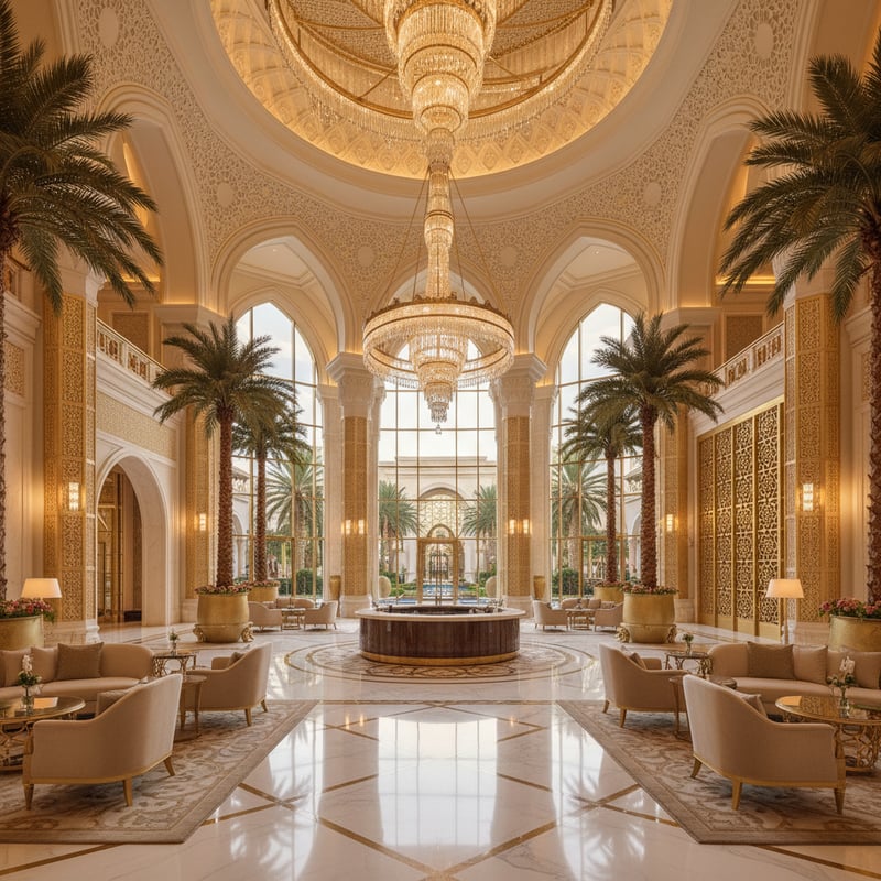 Luxury hotel lobby in Dubai - wholesale hotel rates for travel agents at Burj Al Arab and Atlantis
