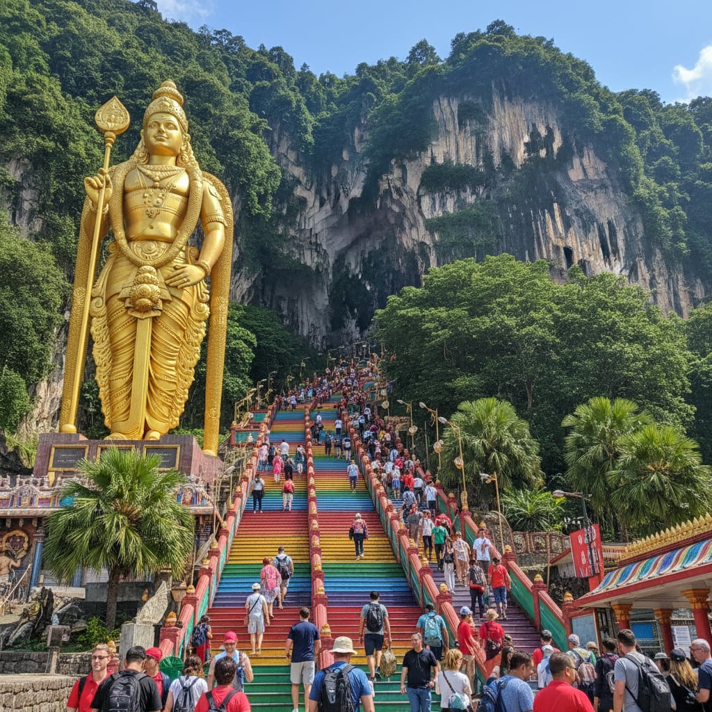 Tourists at Batu Caves Kuala Lumpur - guided tours with DMC wholesale rates