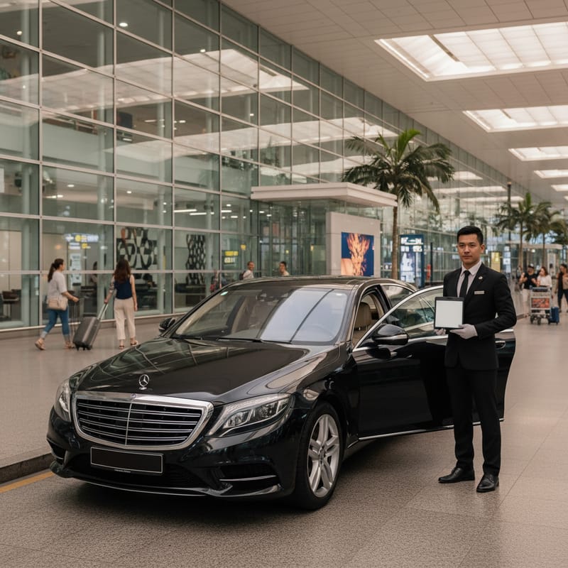 Private airport transfer service at Singapore Changi Airport with luxury sedan