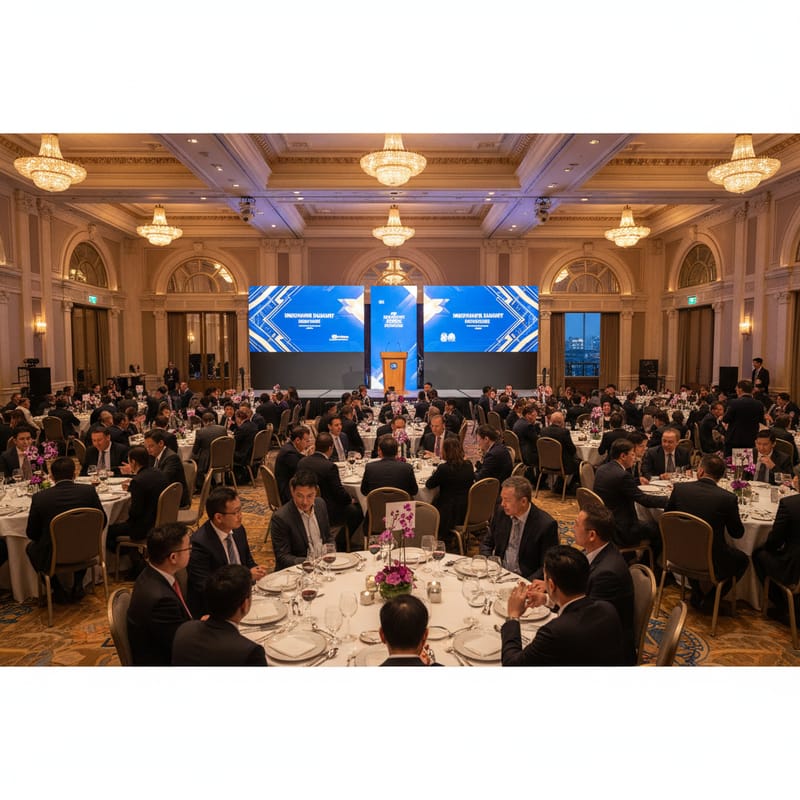 Corporate MICE event in Singapore luxury hotel ballroom managed by DMC