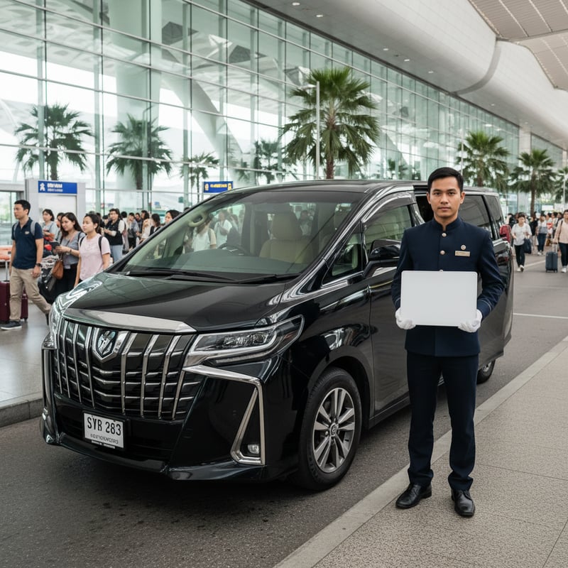 Luxury Toyota Alphard van at Bangkok Suvarnabhumi Airport for private transfer service