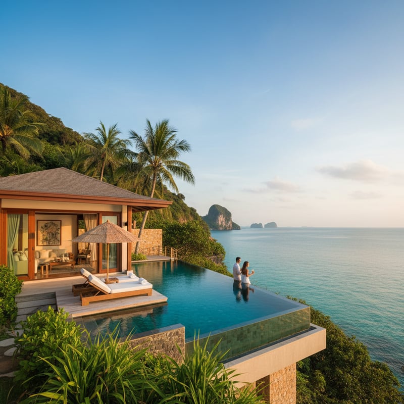 Luxury beachfront resort in Phuket with private pool villa overlooking Andaman Sea