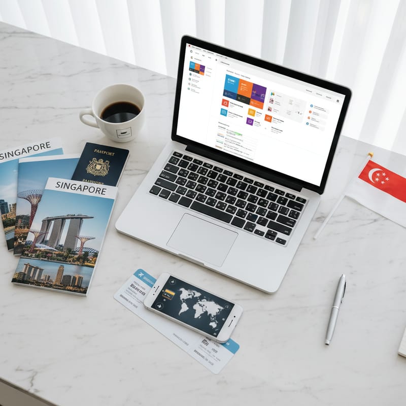 Travel agent using DMC Quote platform to book Singapore hotels and tours at wholesale rates