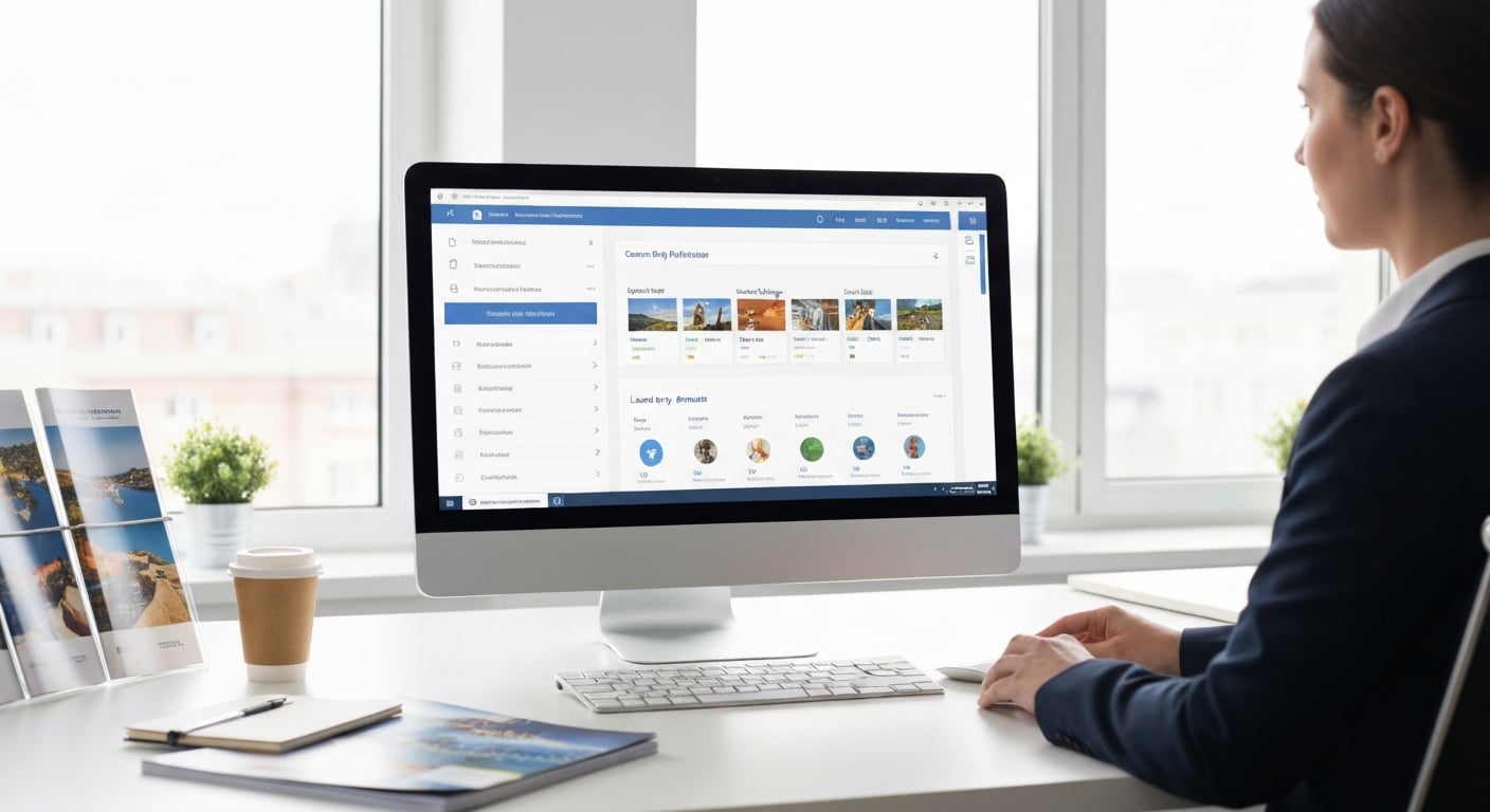 Travel agency CRM dashboard showing client profiles, booking history, and lead pipeline management