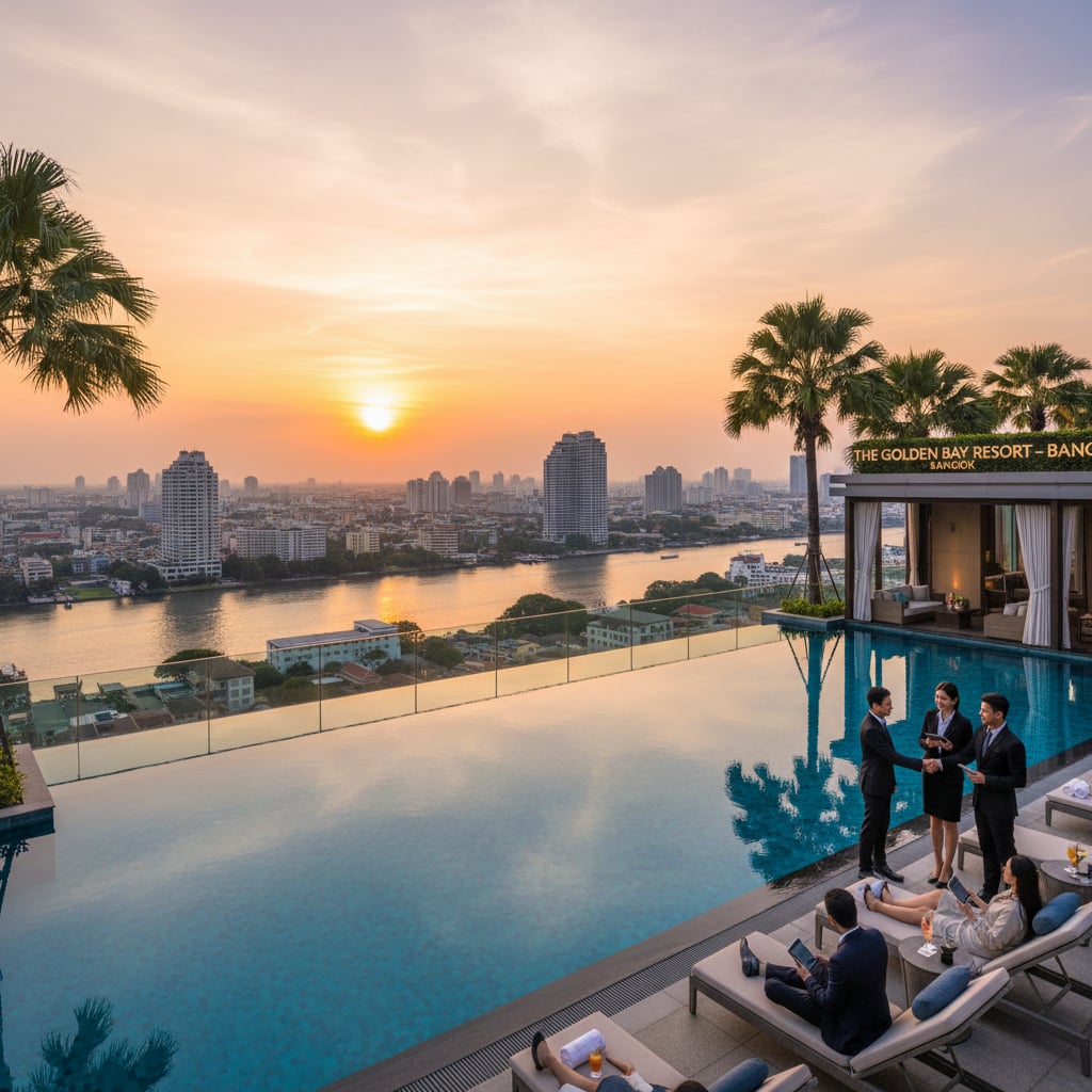 Luxury Bangkok hotel with infinity pool overlooking city skyline - wholesale rates for travel agents