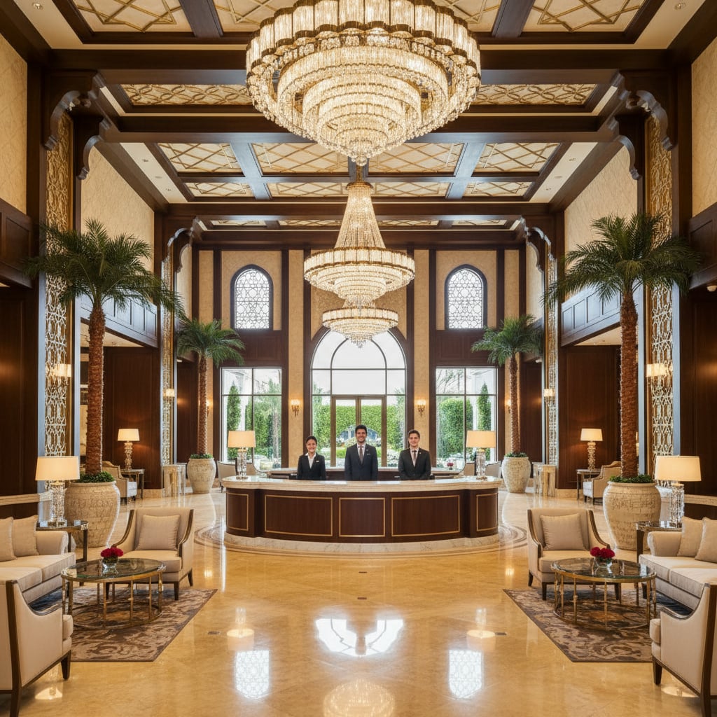 Luxury Dubai hotel lobby - wholesale hotel rates for travel agents