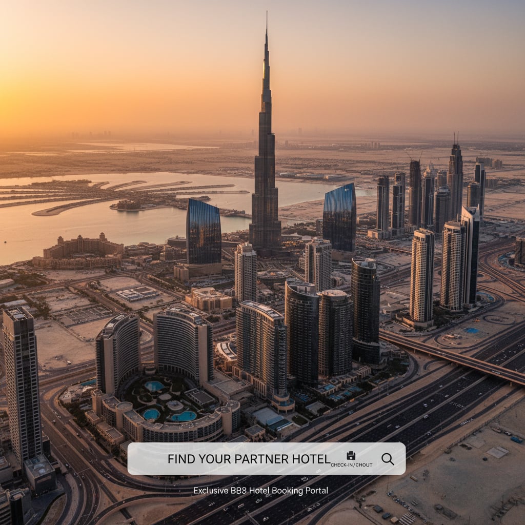 Dubai skyline with Burj Khalifa at sunset - why Dubai is a top destination for travel agents