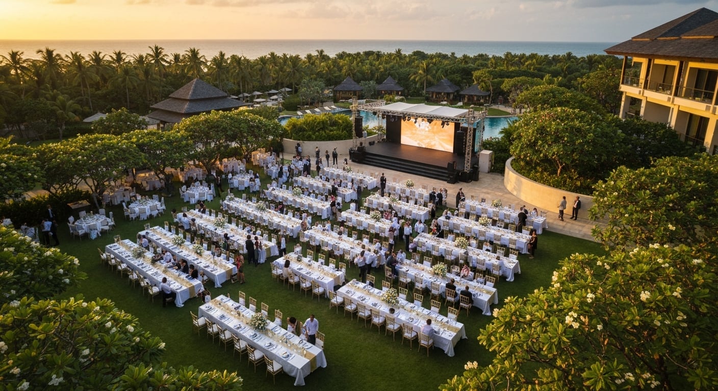 Outdoor corporate gala dinner venue at luxury resort - MICE B2B wholesale rates