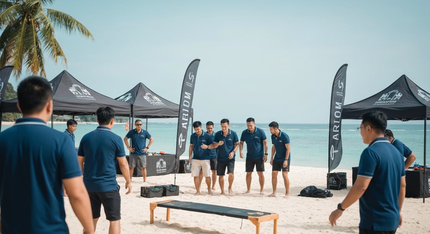 Corporate team building activity at beach resort - MICE services