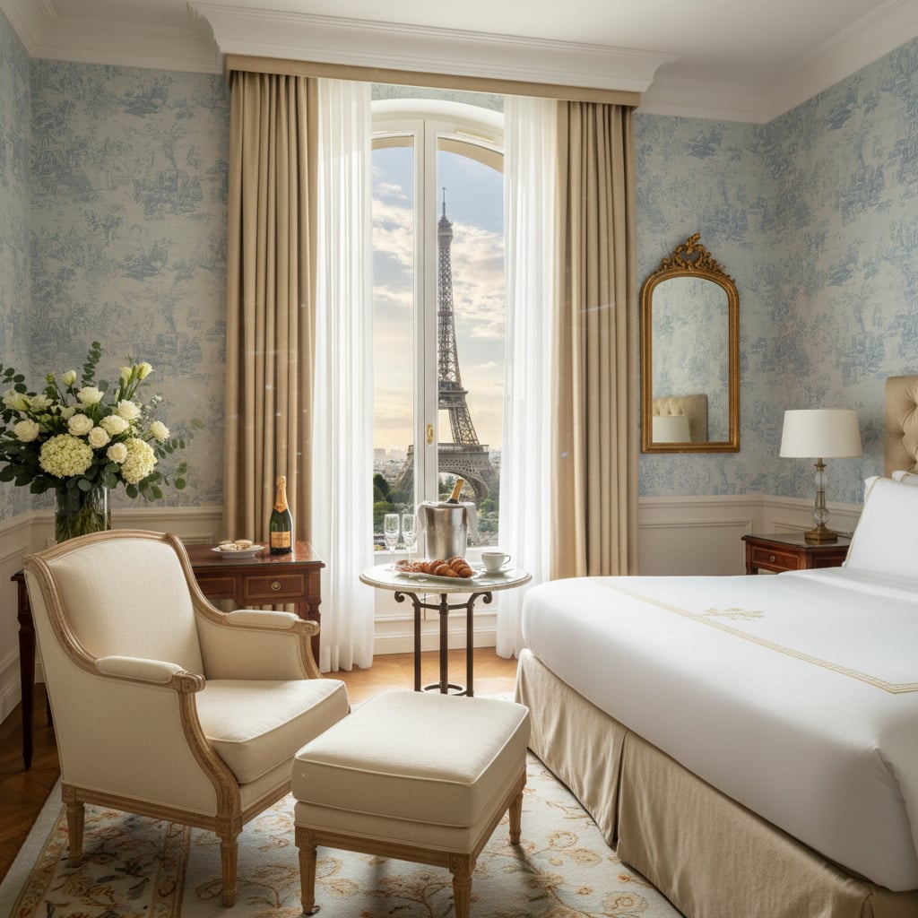 Luxury Paris hotel room with Eiffel Tower view - B2B wholesale rates for travel agents