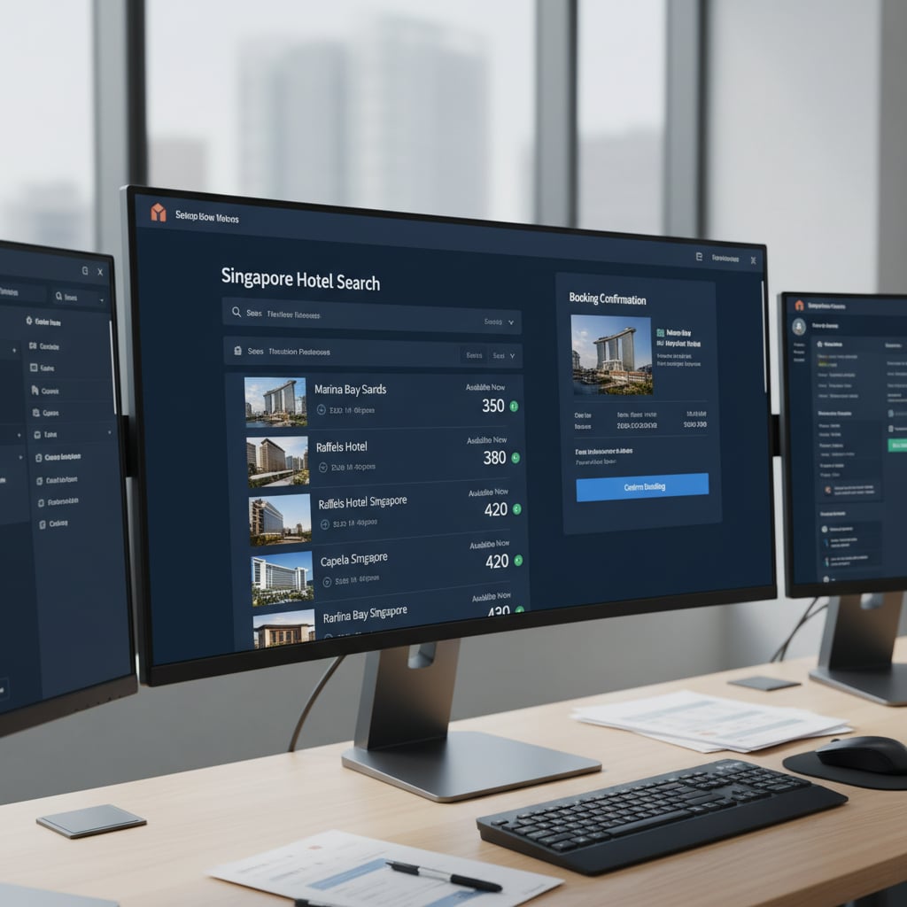 Singapore B2B hotel booking dashboard showing wholesale rates and real-time availability for travel agents